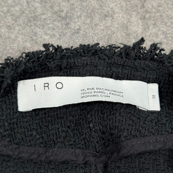 IRO Black Tweed Fringed Rhinestone Button Down Blazer Jacket Women's Size 00P - Picture 2 of 6